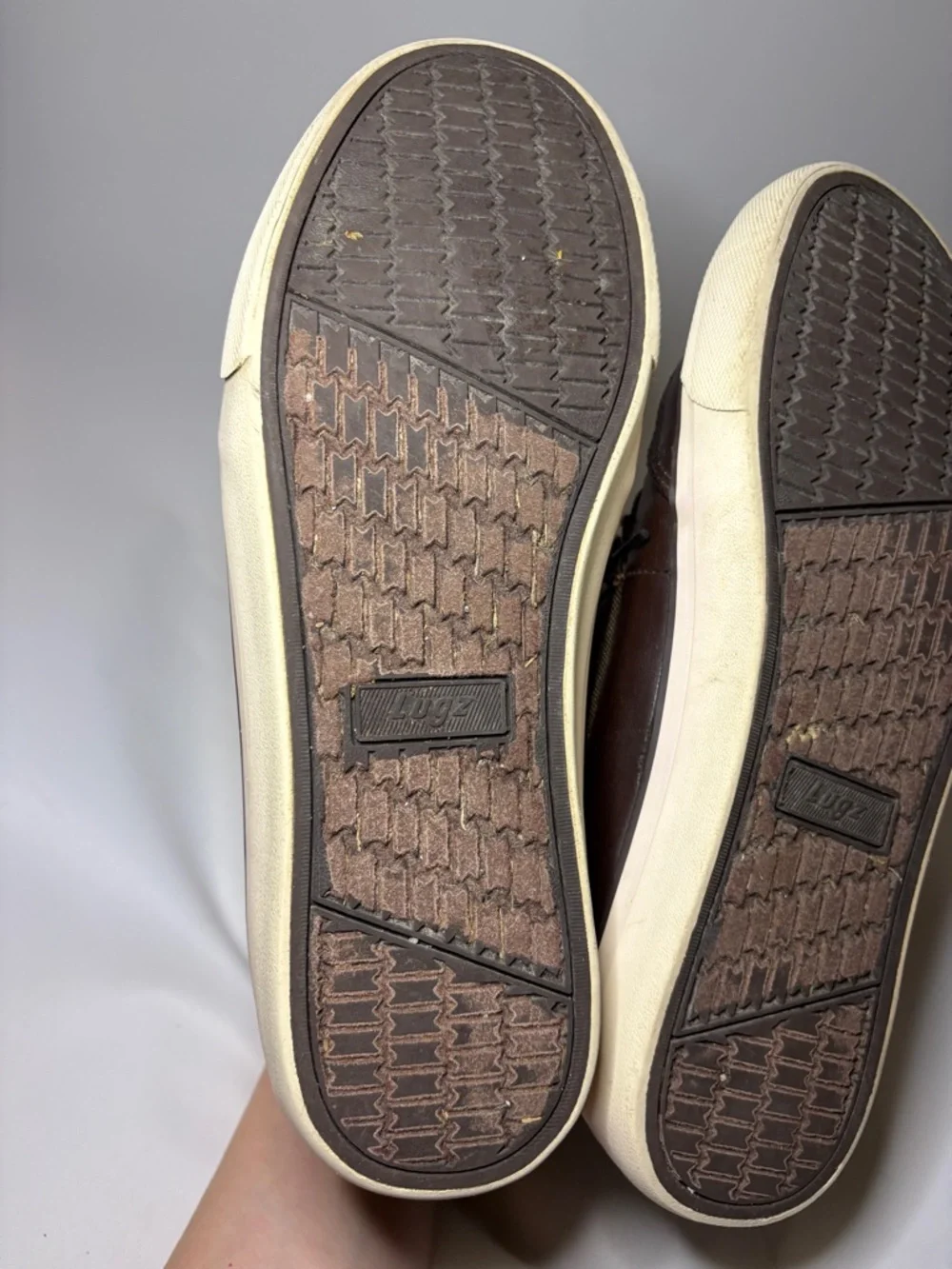 Lugz Men's Boomer Duck Toe & Brown‎ Canvas Sneakers Size 9.5